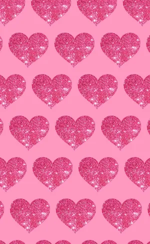 Glittery Pink Hearts Pattern Wallpaper