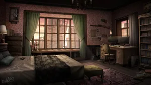 Gloomy Anime Bedroom Wallpaper