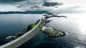 Gloomy Atlantic Ocean Road Storseisundet Bridge Wallpaper