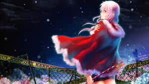 Gloomy Christmas Anime Pfp Of A Girl In Coat Wallpaper