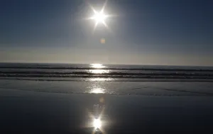 Gloomy Sunset Horizon Beach Desktop Wallpaper