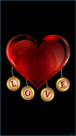 Glossy Red Heart Love Phone Wallpaper