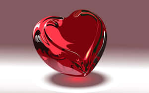 Glossy Red3 D Heart Wallpaper