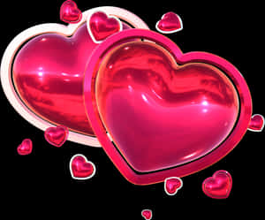 Glossy3 D Hearts Love Concept Wallpaper