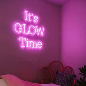 Glow Time Neon Pink Aesthetic Room Decor Wallpaper