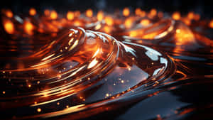 Glowing Amber Liquid Ripples Wallpaper