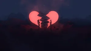 Glowing Broken Heart Aesthetics Wallpaper