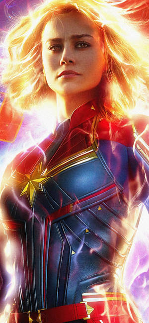 Glowing Captain Marvel Iphone Wallpaper