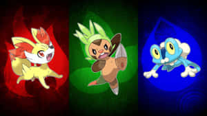 Glowing Fennekin Chespin And Froakie Wallpaper