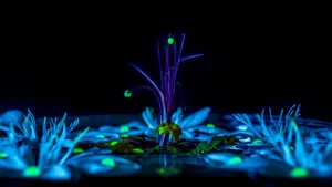 Glowing Flora Night Art Wallpaper