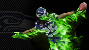 Glowing Green Seahawks Sherman Wallpaper