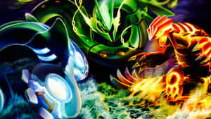 Glowing Groudon, Kyogre, And Rayquaza In Primal Forms Wallpaper