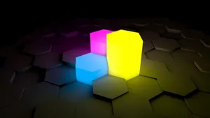 Glowing Hexagons Neon Nature Wallpaper