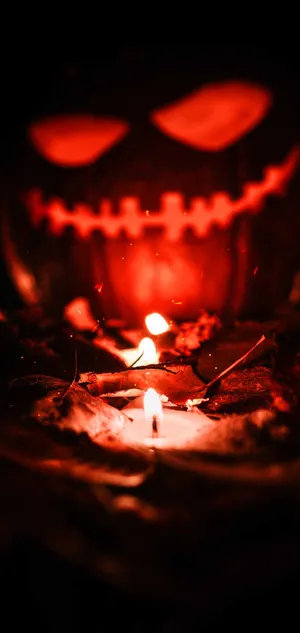 Glowing Jack O Lantern Halloween Vibe Wallpaper