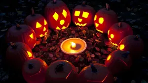 Glowing Jack O Lanterns Night Wallpaper