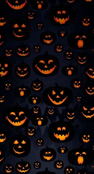 Glowing Jack O Lanterns Pattern Wallpaper