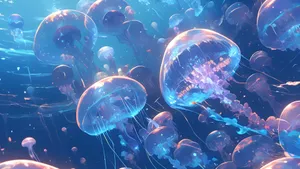Glowing Jellyfish In Ocean Wallpaper