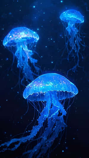 Glowing Jellyfish In Ocean Wallpaper