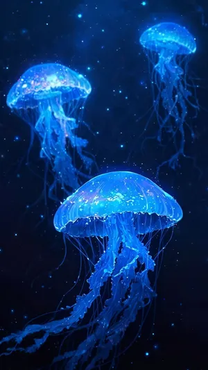 Glowing Jellyfish In Ocean Wallpaper
