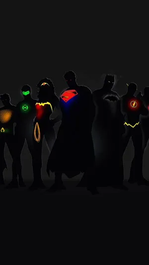 Glowing Justice League Characters Phone Wallpaper