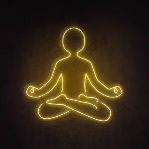 Glowing Neon Buddha Meditation Wallpaper