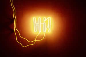 Glowing Neon Hi Sign Light Orange Aesthetic Wallpaper