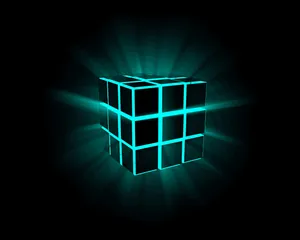 Glowing Neon Rubiks Cube Wallpaper