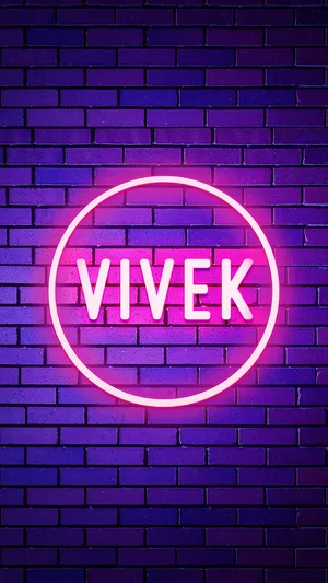 Glowing Neon Vivek Name Wallpaper