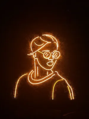 Glowing Orange Neon Portrait Wallpaper
