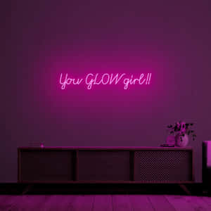 Glowing Pink Inspirational Wall Art Wallpaper