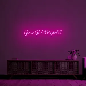 Glowing Pink Inspirational Wall Art Wallpaper