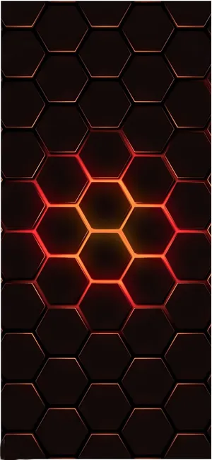 Glowing Red And Black Hexagons Designer Iphone Wallpaper