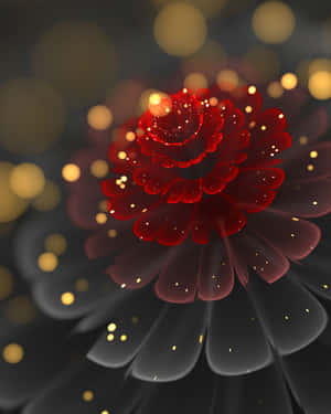 Glowing Red Flower Artwork Wallpaper