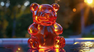 Glowing Red Gummy Bear Sunset Wallpaper