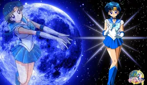 Glowing Sailor Mercury In Space Wallpaper