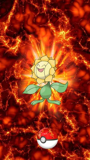 Glowing Sunflora With Pokeball Wallpaper