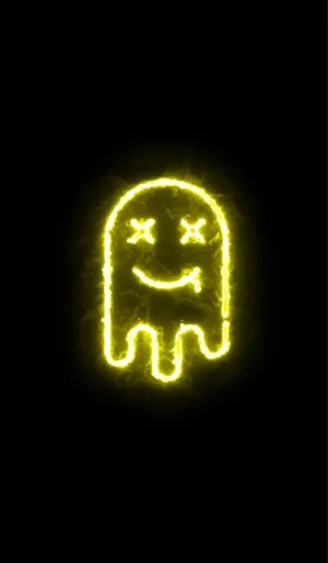 Glowing Yellow Ghost Led Light Against A Dark Background Wallpaper
