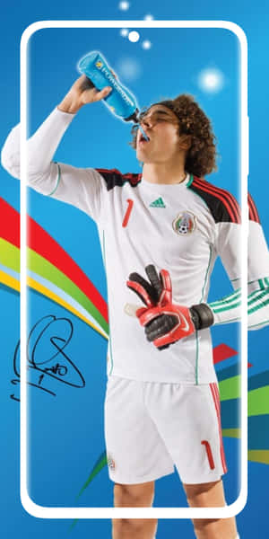 Goalkeeper Drinking Sports Drink Ad Wallpaper