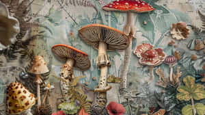 Goblincore Mushroom Collage Wallpaper