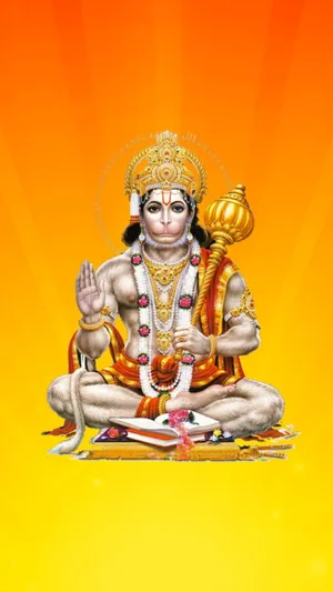 God Hanuman Orange Gradient Aesthetic Wallpaper