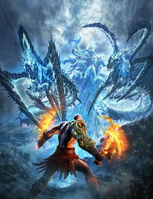 God Of War Iii Kratos Fighting Dragons Wallpaper