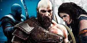 God Of War - Kratos And Atreus In Action Wallpaper