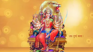 Goddess_ Durga_on_ Lion_ Throne Wallpaper