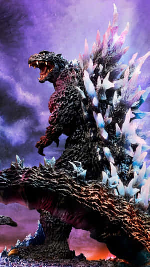 Godzilla 2000 Roaring In City Destruction Wallpaper