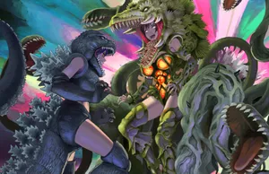 Godzilla And Biollante Clash In Epic Battle Wallpaper