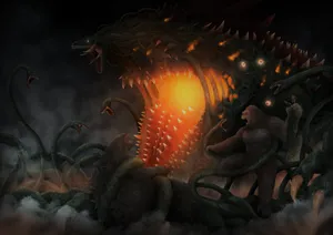 Godzilla And Biollante Face Off In An Epic Battle Wallpaper