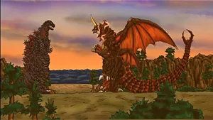 Godzilla And Destoroyah Face Off In An Epic Battle Wallpaper