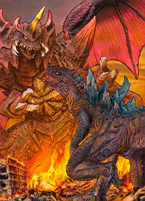 Godzilla And Destoroyah Face Off In An Epic Battle Wallpaper