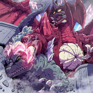 Godzilla And Destoroyah Face Off In An Epic Battle Wallpaper