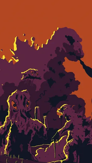 Godzilla And Hedorah Locked In An Epic Battle. Wallpaper